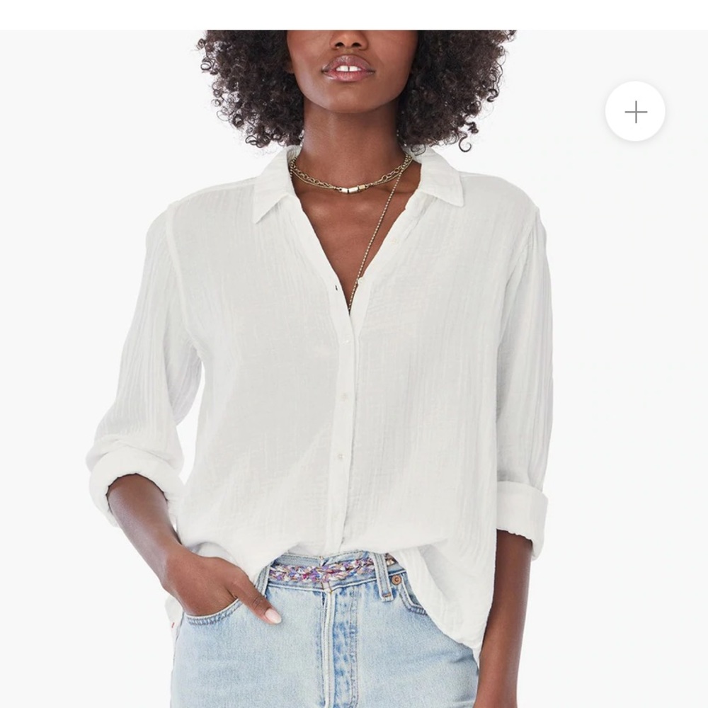 XiRENA White Button-Down Gauze Shirt